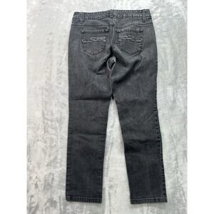 Style & Co Petites Y2K Jeans Womens Sz 6P Black Slim Leg Stretch Embroidered
